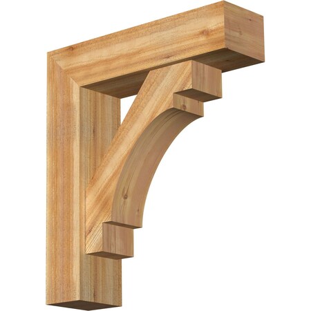 Ekena Millwork Merced Block Rough Sawn Bracket w/ Offset Brace, Western Red Cedar, 8"W x 30"D x 34"H BKT0806X30X34MRC05RWR